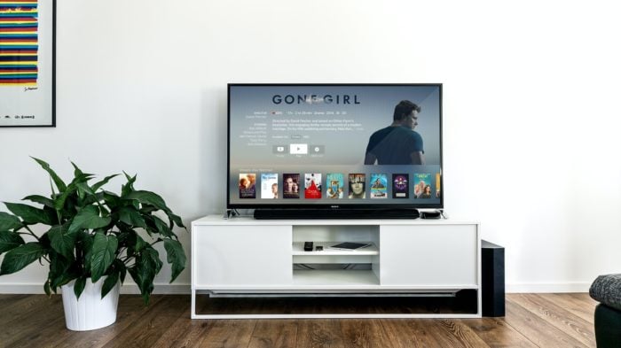 A photo of a smart TV in a living room